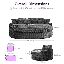 TYBOATLE 83’’ Oversized Round Boneless Couch