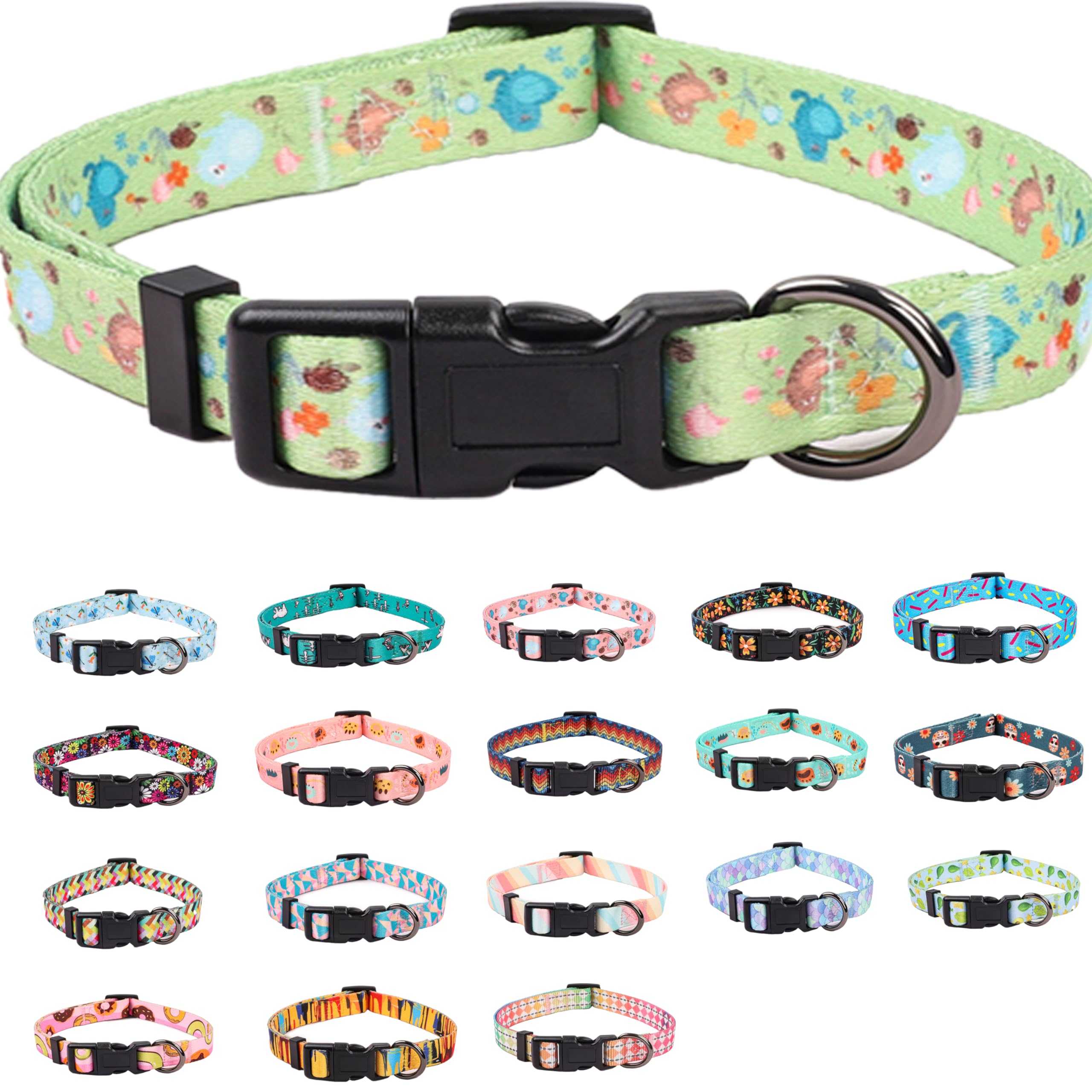 COSYHOMELONDON Dog Collar for Small Dogs, Cute Small Medium Large Dog Pet Collar, with Floral Patterns, Soft Adjustable for Boy Girl Female Male Puppy Dog Collar (Animal Print c, m)