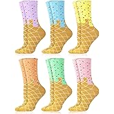 Shyyween 6 Pairs Ice Cream Lover Socks for Teens Adults Funny Ice Cream Drip Cotton Socks Valentines Birthday Party Favors