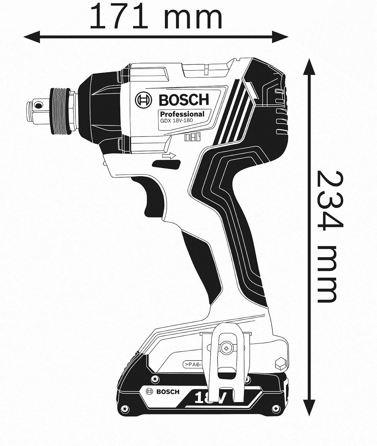 Bosch Professional GDX 18 VA 180 Cordless Impact Driver (Without Battery, 18 V System, Impact Rate: 0-3600 ipm, in L - Boxx) - Image 4