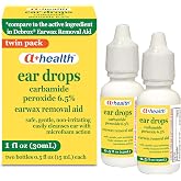 A+Health Earwax Removal Drops, Carbamide Peroxide 6.5%, Made in USA, Twin Pack, 1 fl Ounce(Two 0.5 fl oz bottles)