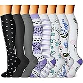 FEYHAY Copper Compression Socks (8 Pairs) 15-20 mmHg Circulation is Best Athletic & Daily for Men & Women, Running, Climbing