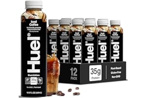 Huel Black Edition Ready-to-Drink | Iced Coffee Meal Replacement Shake | 35g High Protein Drink | 27 Vitamins & Minerals, Vegan, Gluten Free | Plant Based | High Fiber, Low Sugar | 16.9 Fl Oz, 12 Pack
