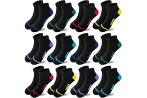 Bemeol Boy socks 12 Pairs kids Ankle Athletic Socks Low Cut Socks for Little Big Kids