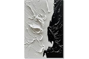 Limiyer Art Hand-Painted Black and White Minimalist Art Oil Painting 36x24 inch Modern Abstract Art Oil on Canvas Wall Decorative Art