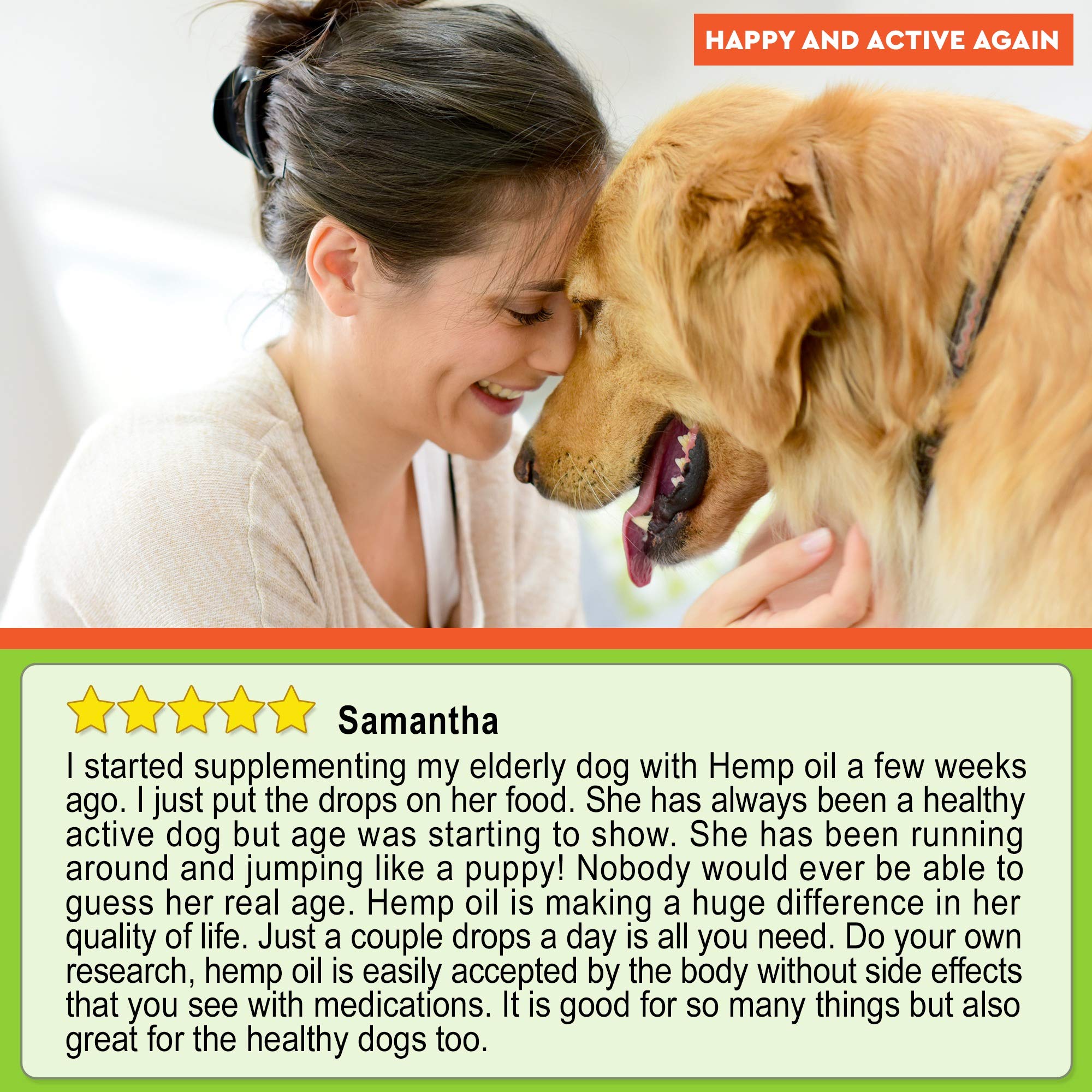 Hemp Oil for Dogs & Cats - Full Spectrum Hemp Extract, Grown & Made in USA -100% Natural Organic Pet Hemp Oil - Supports Hip & Joint Health, Pain Relief, Anti-Anxiety - 350MG with Omega 3, 6