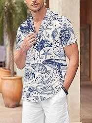 LuckLemocor Men's Hawaiian Shirts Beach Casual