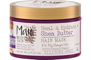 Maui Moisture Heal & Hydrate + Shea Butter Hair Mask & Leave-In Conditioner Treatment to Deeply Nourish Curls & Help Repair Split Ends, Vegan, Silicone, Paraben & Sulfate-Free, 12 Ounce