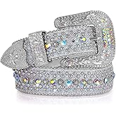 SUOSDEY Men Women Rhinestone Belt Western Cowboy Cowgirl Shine Crystal Diamond Studded Luxury Strap Belts
