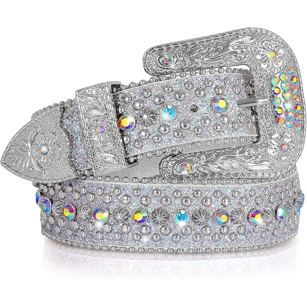 TINIDI Men Women Rhinestone Belt Western Bling Studded  display picture 3