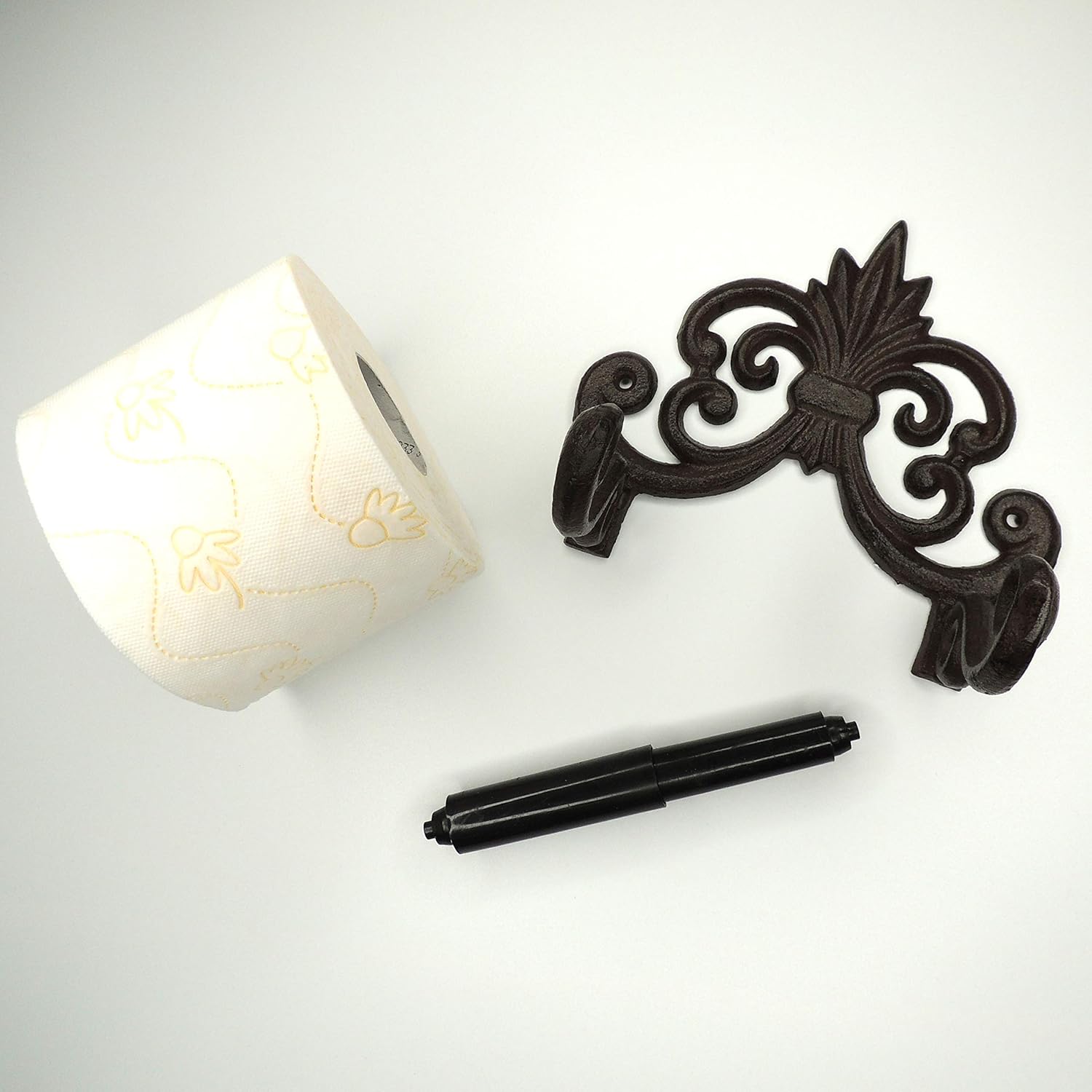Comfify Fleur De Lis Cast Iron Toilet Paper Roll Holder, Cast Iron Wall Mounted Toilet Tissue Holder - Image 3