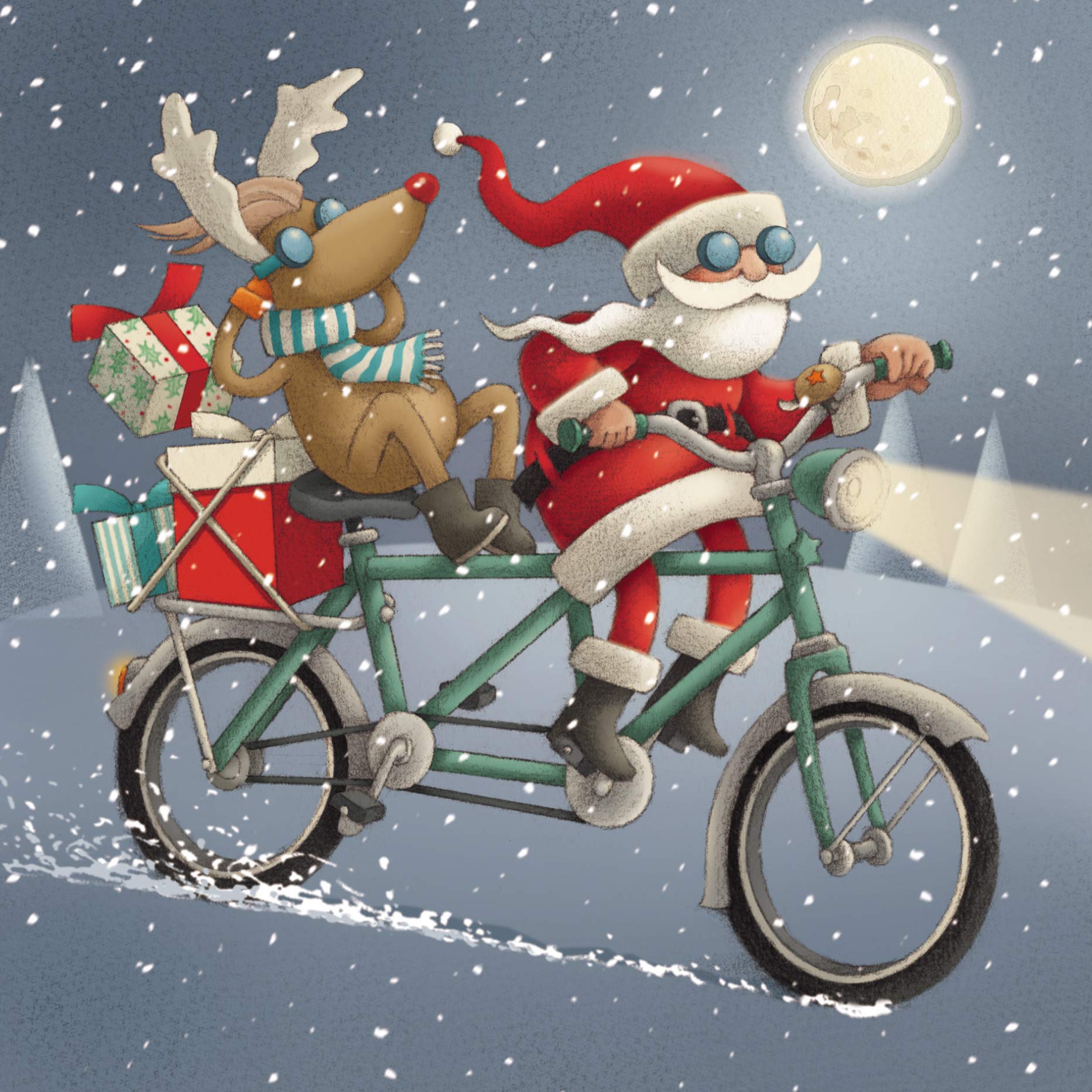 Almanac Gallery Charity Christmas Cards Pack of 8 - Santa and Reindeer Design - Festive Christmas Cards Multipack - In Aid of UK Charities