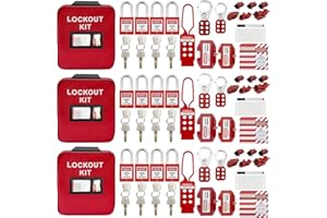 SAFBY 3-in-1 Lockout Tagout (Loto) Kit–Complete OSHA Safety Group Lock Out Hasps, Tag Out Clamp-On Circuit Breaker Lockout for Universal Multi- Pole Breaker Electrical Kits Station (3 Kits in 1)