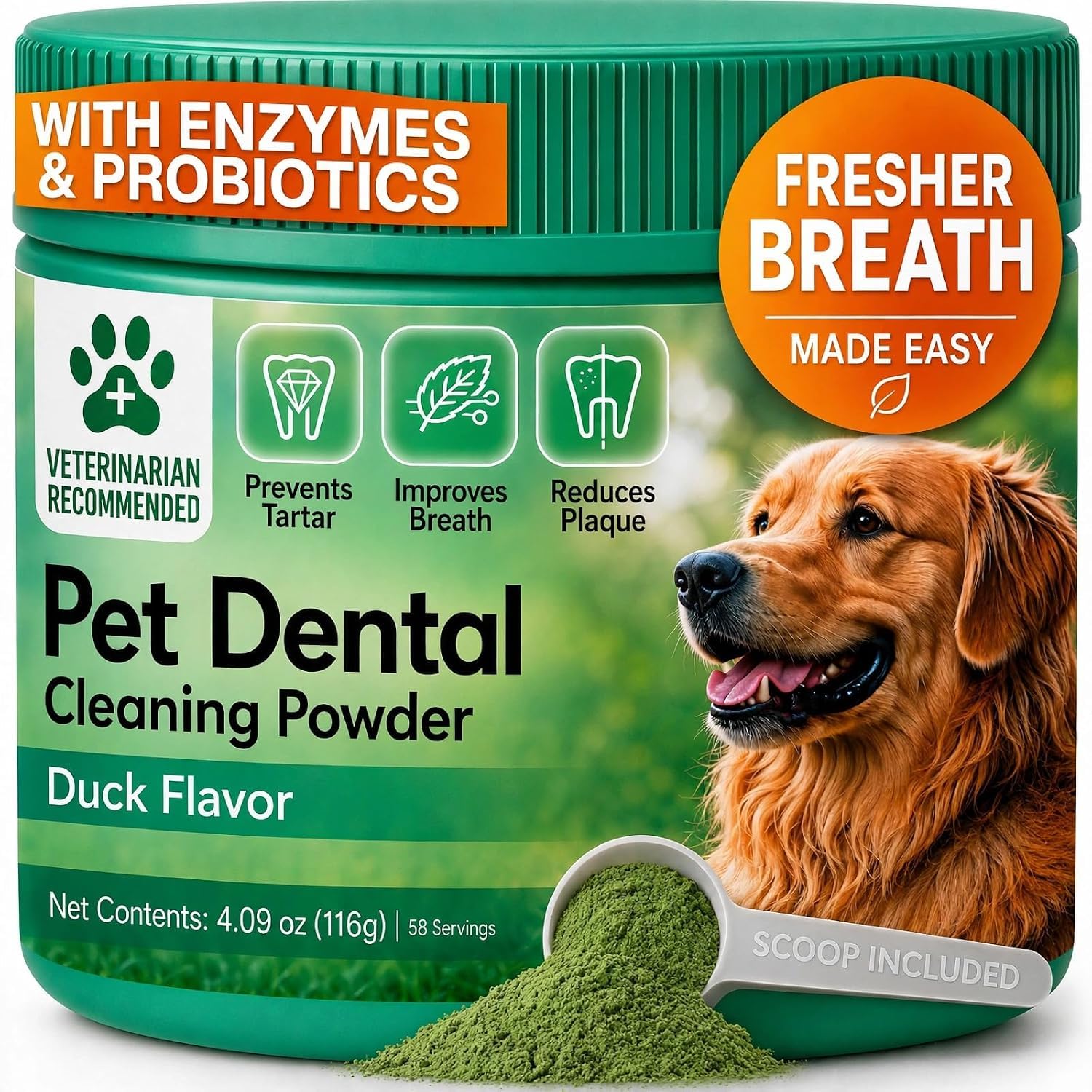 Petcarex Dog Dental Powder, Dog Teeth Cleaning Breath Freshener | Pet Tartar and Plaque Remover for Teeth, Tooth Cleaning Pow