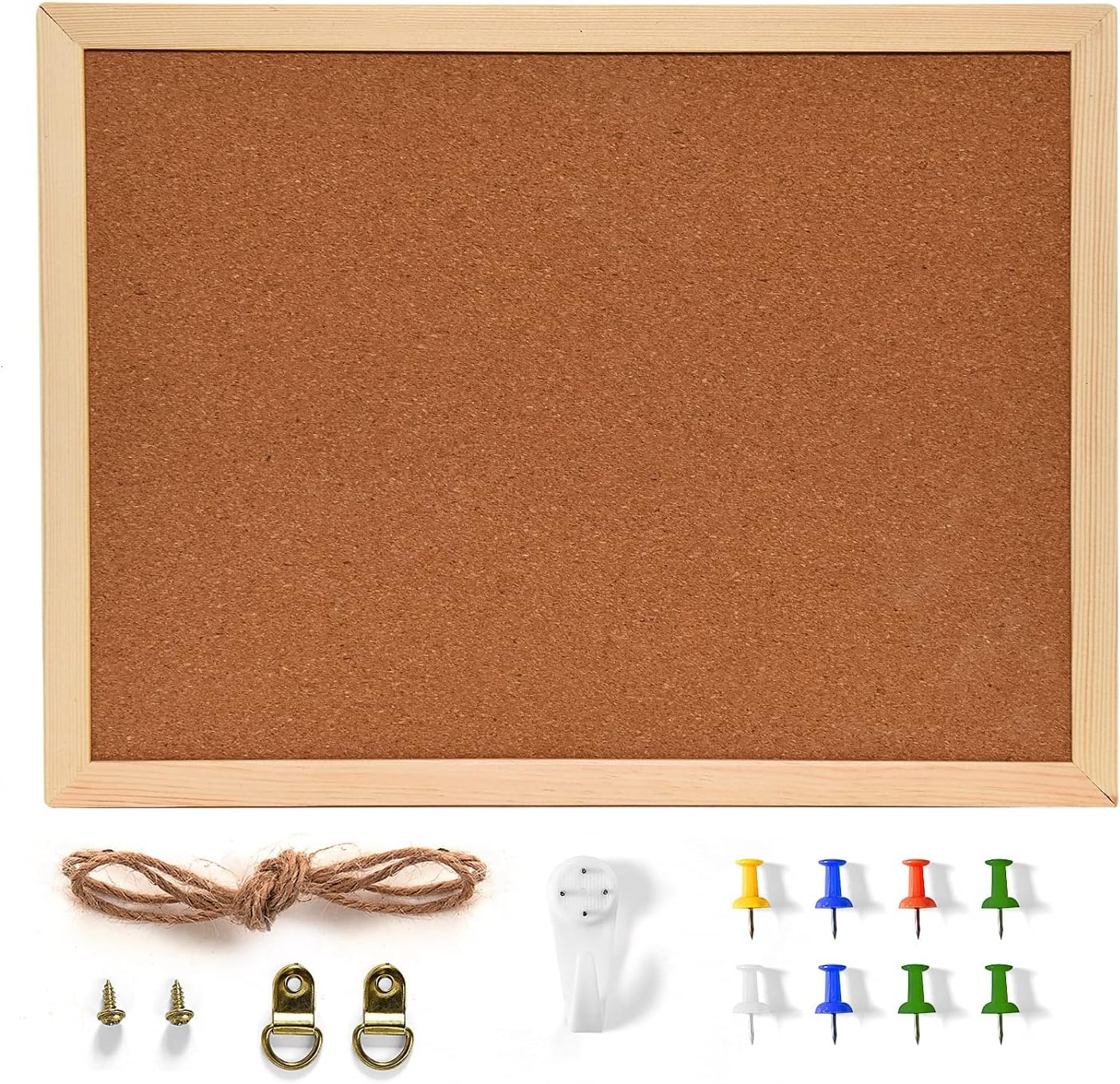 Pomeat Cork Board Bulletin Board for Wall,15.7 x 12 Inches Pin Board for Home Office Kitchen Decorative, Framed Cork Board with Pins, Gaskets, Screws