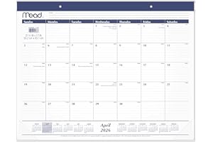 Mead Desk Calendar 2026-2027 Planning Pad, Academic 15-Month April-June, Monthly, 21-3/4" x 17" Standard, Ruled Daily Block, 