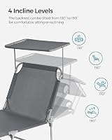 SONGMICS Sun Lounger Deck Chair Folding with Sunshade 193 x 53 x 29 cm Dark view 4