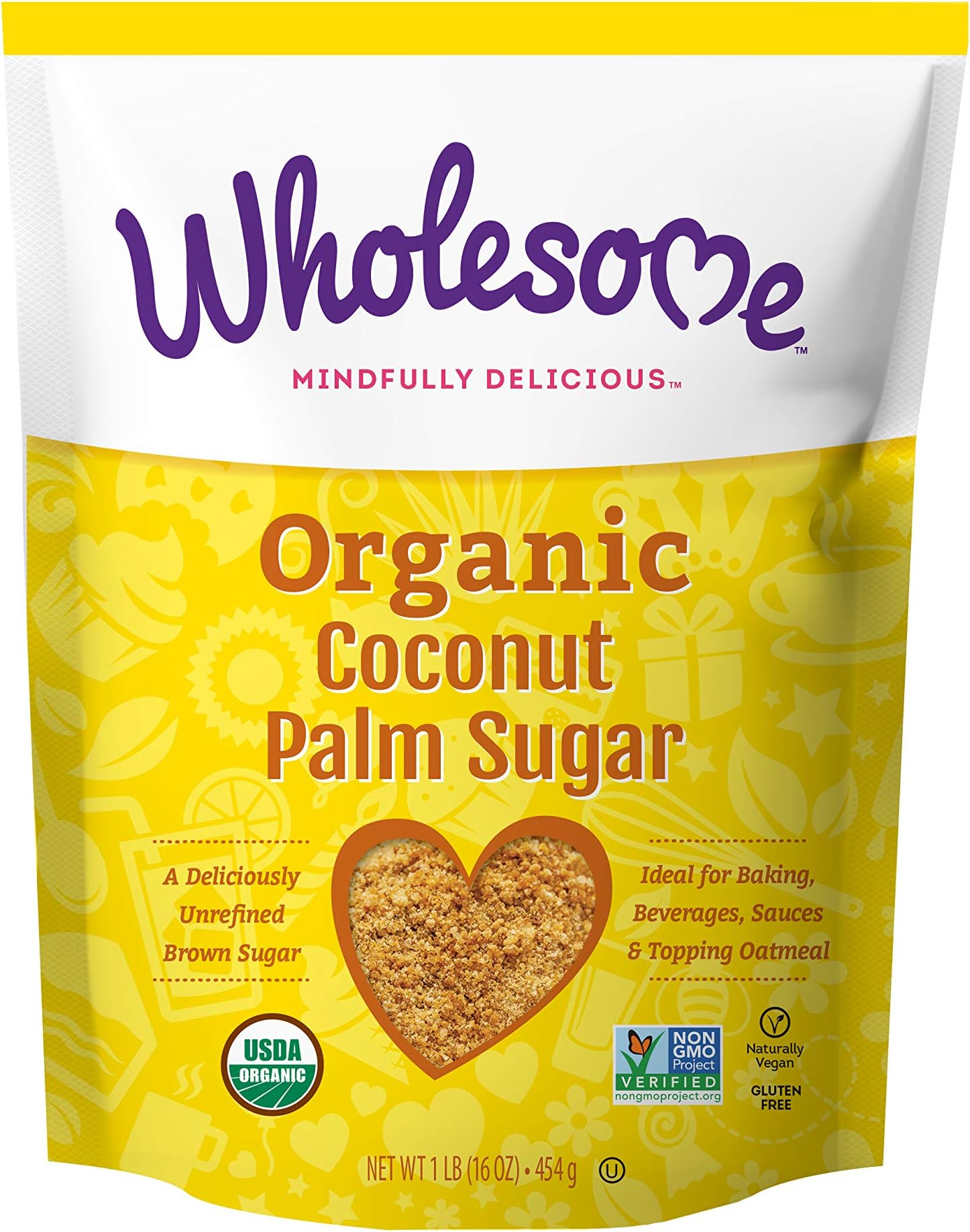 Wholesome Fair Trade Organic Coconut Palm Sugar, High Quality Naturally Flavored Real Sugar, Non GMO & Gluten Free, 1 lb (Pack of 3)