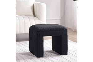 Get Set Style Vanity Stool Chair,Boucle Ottoman Foot Stool Modern Ottoman Footstool with Wood Legs Sofa Bench Extra Seating f