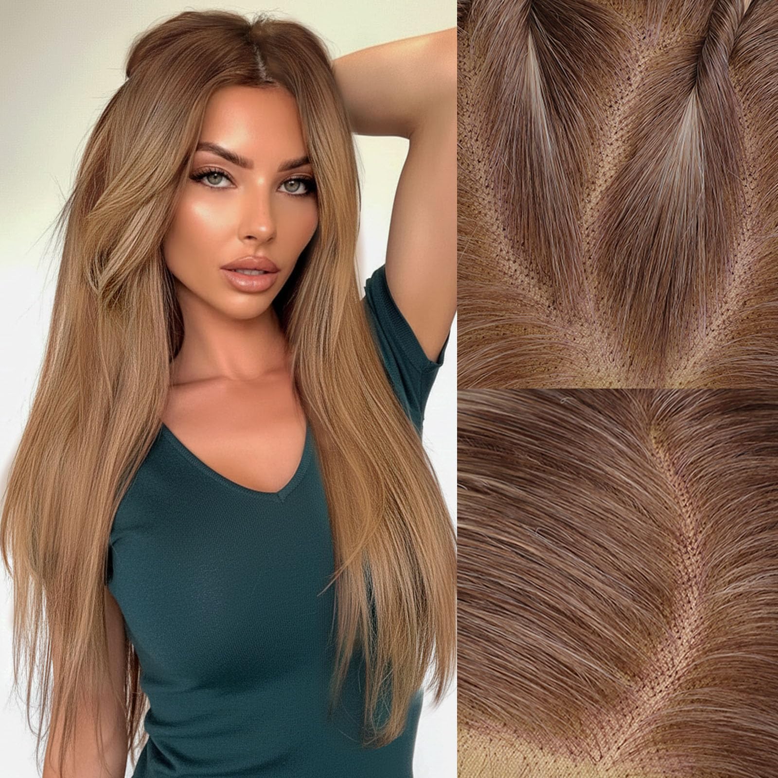 Photo 1 of AISI HAIR 13x4 HD Lace Front Wig Ombre Light Blonde Pre Plucked With Baby Hair Straight Glueless Synthetic Wigs for Women 28inch Beginner Friendly
