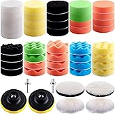 SIQUK 48 Pieces Car Polishing Pad Kit 3 Inch Buffing Pads Sponge Polishing Pads Foam Buffer Polish Pads Car Polisher Attachment for Drill