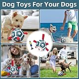 HETOO Soccer Ball Dog Toy with Straps 5 Inch PU Ball for Small Dogs Red Blue view 4