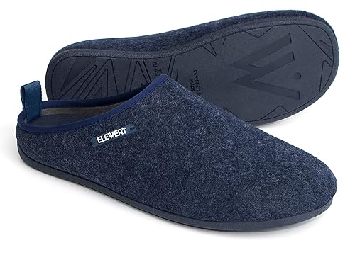 ELEWERT® – Unisex Filz-Hausschuhe für drinnen und draußen; mit extra Dicker Gummisohle und herausnehmbarem Fußbett aus recyce