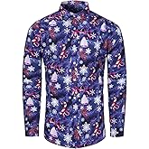 fohemr Mens Christmas Novelty Shirt Ugly Santa Claus Button Down Long Sleeve Funny Holiday Costume Shirts for Party