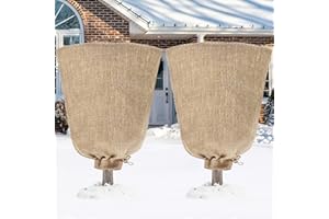 Riare 2 Packs 40 × 47 Inch Burlap Winter Plant Cover Bags with Drawstring- Reusable Large Burlap Sack Plant Frost Protector, Plant Frost Cloth Cold Tree Freeze Blanket for Outdoor Plants Shrubs Fruit