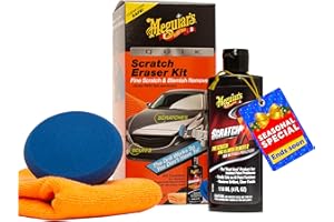 MEGUIAR'S Meguiar’s Quik Scratch Eraser Kit, Car Scratch Remover for Fixing Surface Blemishes, Includes ScratchX, Drill-Mounted Pad, and Microfiber Towel, Great Car Gifts for Men and Women