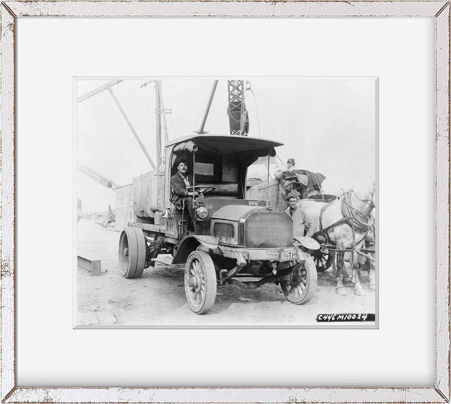 Photographs - INFINITE PHOTOGRAPHS Historic Photos 1913 Photo Mack Truck, Workers, and Horses at a Construction site in New York State Graphic. Trucks, New York (State), 1910-1920, 8x10 Photograph - Ready to Frame