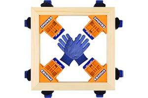 YANZI Corner Clamps for Woodworking,90 Degree Right Angle Clamps Set of 4,Woodworking Tools with Work Gloves,Adjustable Spring Loaded Square Clamp for Carpenter,Drilling,Cabinets,Photo Framing Blue