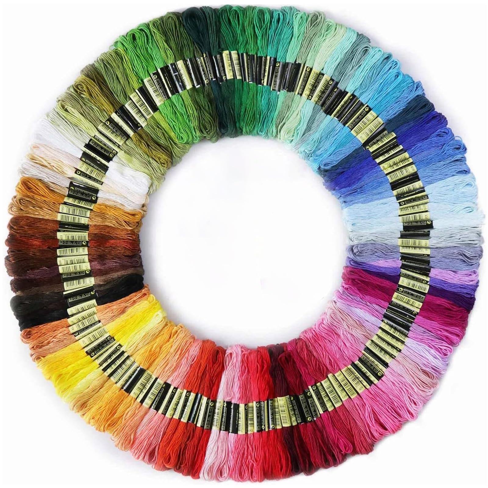 Binnan Embroidery Kit for Starter - 100 Skeins of Multi-Color Soft Cotton Cross Stitch Embroidery Threads Floss Sewing Threads