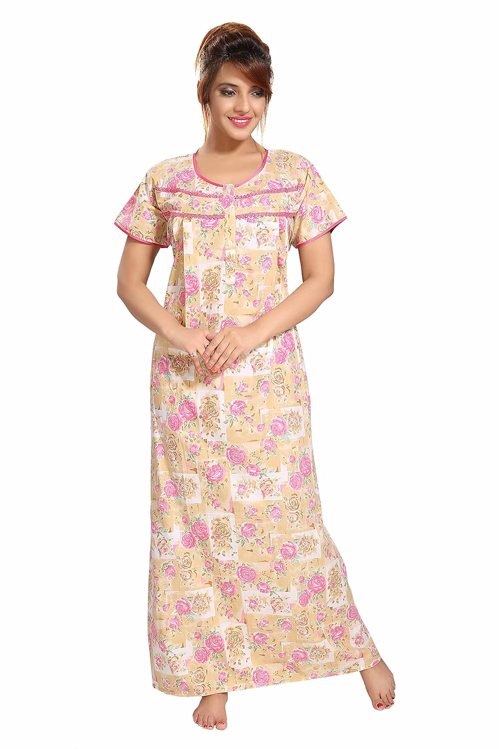 soulemo women's cotton nighty (234, pink, large)