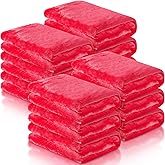 12 Pcs Fleece Blankets for Girls Sleepover Party Soft Fuzzy Throw Blanket 40 x 60 Inch Warm Flannel Blanket for Teenager Bed Travel SPA Movie Party(Rose Red)