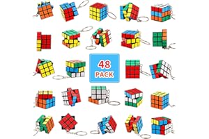 48 Pcs Mini Cubes Bulk with Keychain, Puzzle Cubes Party Favors for Kids, 1.18in 3×3×3 Magic Cube, Stress Relief Toys, Party 