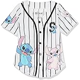 Disney Girls Disney's Girls Lilo & Stitch, Angel Baseball Jersey - Classic Mesh Button Down Shirt