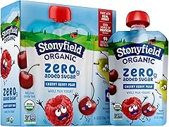 Stonyfield Organic Kids Cherry Berry Pear Yogurt Pouches, 3.5 oz, 4 ct