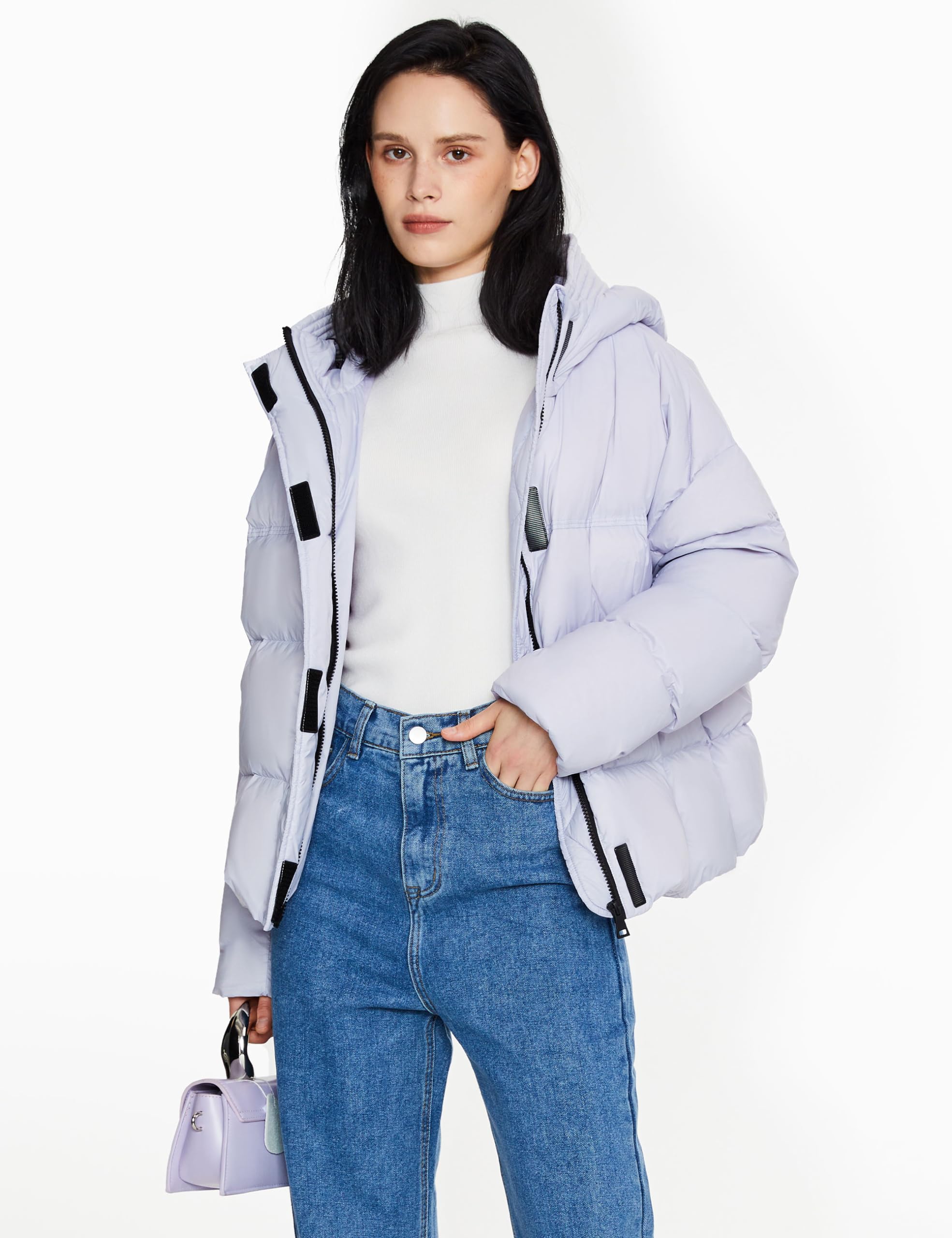 Orolay Women's Cropped Puffer Jacket Lightweight Winter Water-Resistant Down Coat with Hood