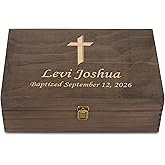 Personalized Memory Box for Keepsakes Baptism Gifts First Communion Christening Wooden Gift Box - Storage Box for Girls, Boys Custom Engraved Keepsake Boxes for Jewelry Memento Photos Storage