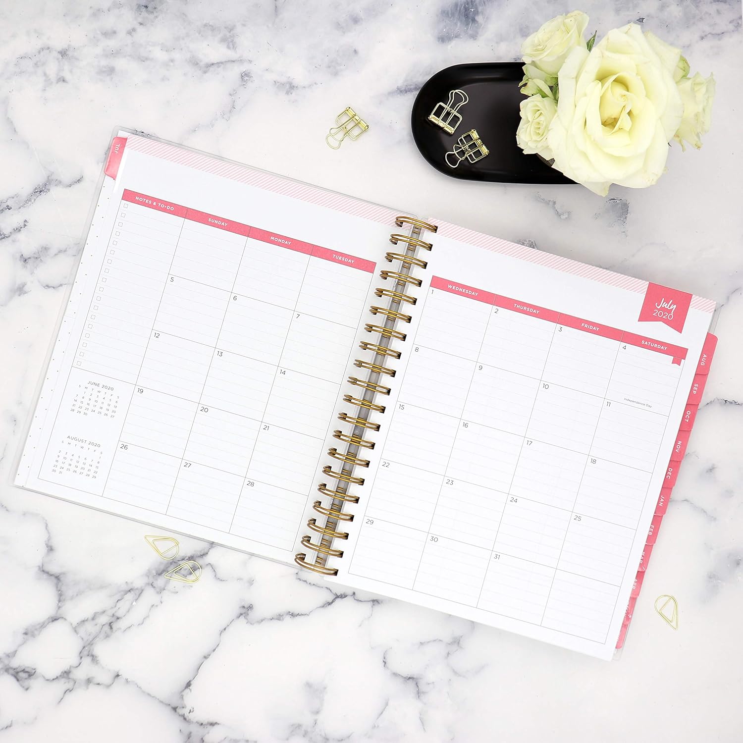 Day Designer for Blue Sky 2020-2021 Academic Year Daily & Monthly Planner, Frosted Flexible Cover, Twin-Wire Binding, 8" x 10", Black Stripe (120053) : Office Products