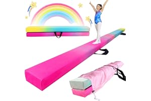 FC FUNCHEER 8FT Folding Balance Beam -Gymnastics Floor Beam -Gymnastics Equipment for Kids,Wood core- Anti-Slip Bottom and Carrying Bag for Home