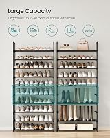 SONGMICS 10-Tier Shoe Rack 28x83x173 cm Metal Frame Non-Woven Shelves Black view 3