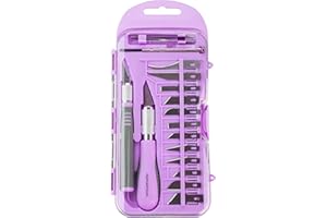 FantastiCAR Craft Knife Precision Cutter Hobby Knife Blades Set (18pcs) for Art Work, Scrapbooking, Stencil, Architecture Modeling, Wood Leather Working (Purple)