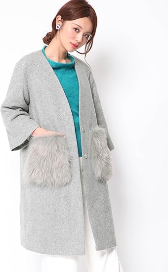 Amazon クイーンズコート Queens Court 大きいサイズ ポケットファーコート 3l グレー コート ジャケット 通販