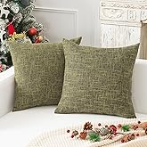 Kevin Textile Burlap Decoration Supersoft Linen Cushion Covers Square Throw Pillows Cover for Couch, Set of 2, 61x61 cm, Peridot Green