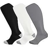 Wide Calf Compression Socks for Women & Men Extra Large Size Support Socks for Nurses Running Pregnant Travel, 15-20 mmHg