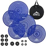 EASTROCK Low Volume Cymbal Pack - 5 Piece Set With Cymbal Bag & Felts - 14'' Hi-hat + 16'' Crash + 18'' Crash + 20'' Ride (Blue)