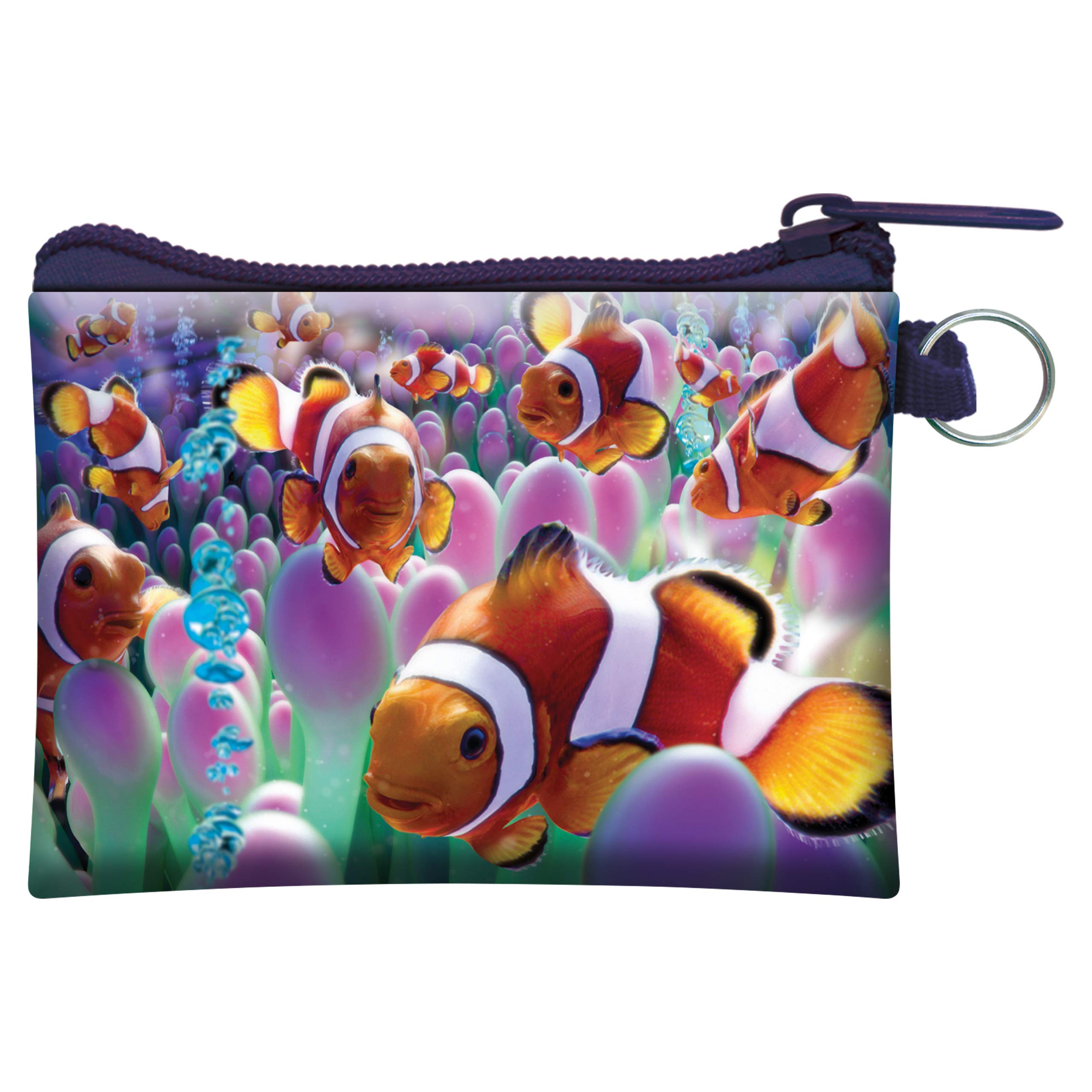 3D LiveLife Coin Purse - Clown Fish from Deluxebase. Lenticular Marine Themed Wallet Featuring Secure Zip, Compact Design for Cash and Card Storage. Perfect Ocean Animal Gift.