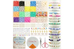 UHIBROS 6000 Pcs Clay Beads Bracelet Making Kit, Friendship Bracelet Polymer Heishi Beads with Jewelry Charms Crafts Gifts for Teen